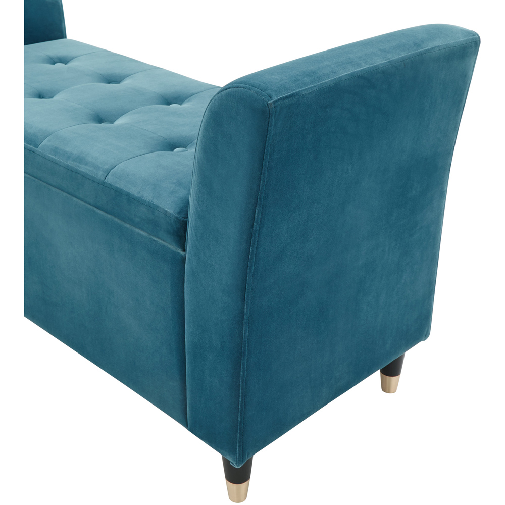 GFW Genoa Teal Blue Upholstered Window Seat With Storage Image 6