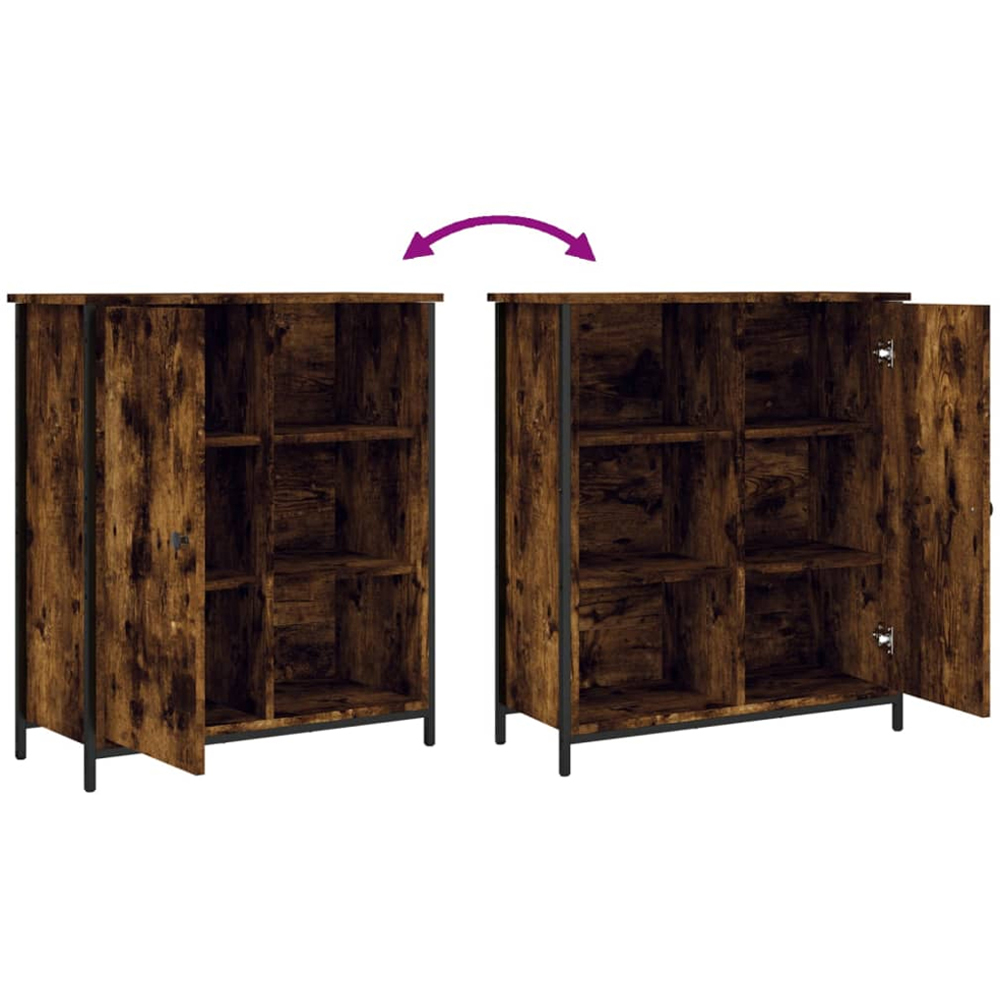 vidaXL Single Door 3 Shelf Smoked Oak Sideboard Image 9