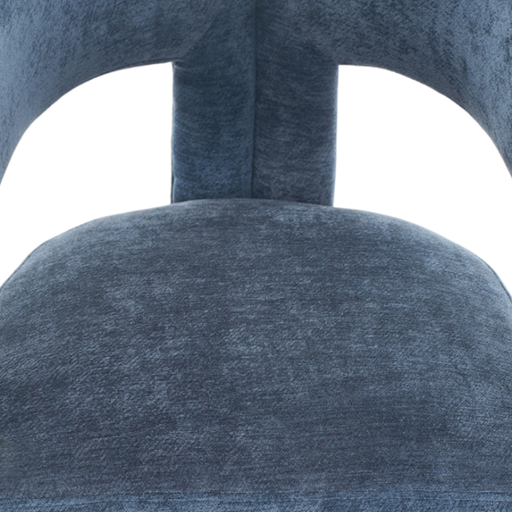 Living and Home Blue Chenille Upholstered Accent Chair Image 5