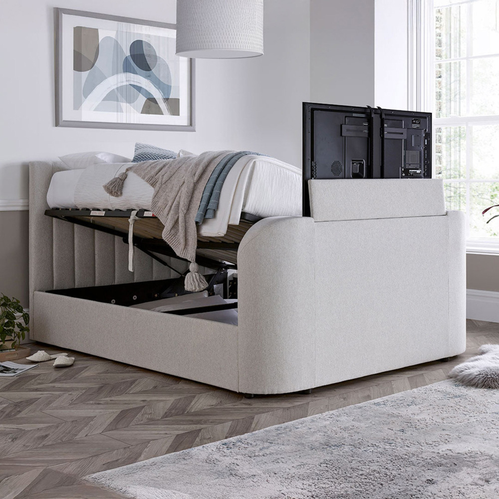 Webb Daniels Nova Super King Size Natural Fabric Ottoman Media TV Bed Image 7