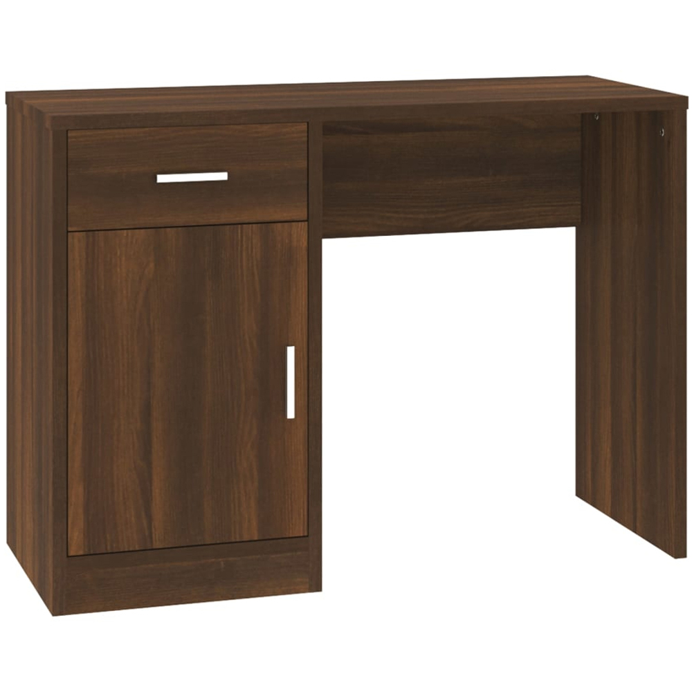 vidaXL Single Door Single Drawer Computer Desk Brown Image 2