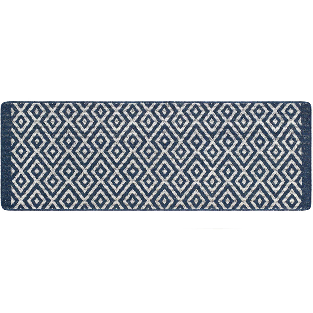 My Mat Navy Geometric Cosy Stain Resistant Runner 67 x 200cm Image 1