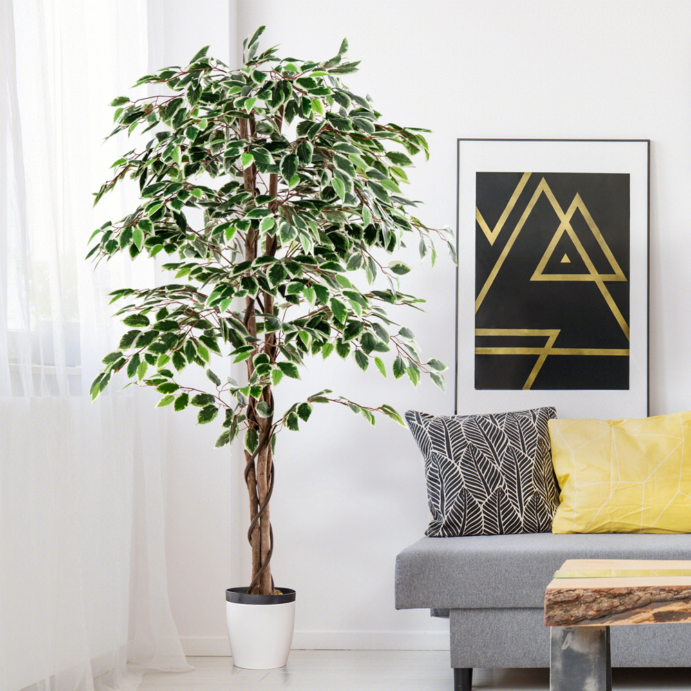 Costway Ficus Tree Indoor Artificial Plant In Pot 5.2ft Image 4