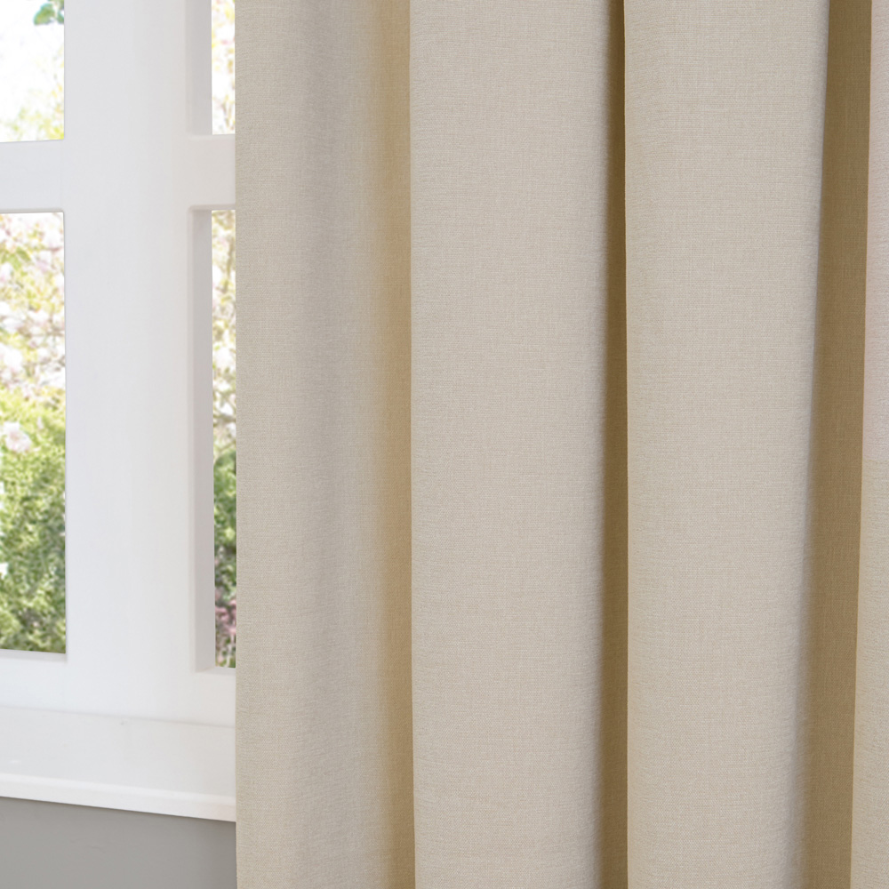Furn Soft Chenille Ecru Blackout Pencil Pleat Curtains 117 x 183cm Image 3