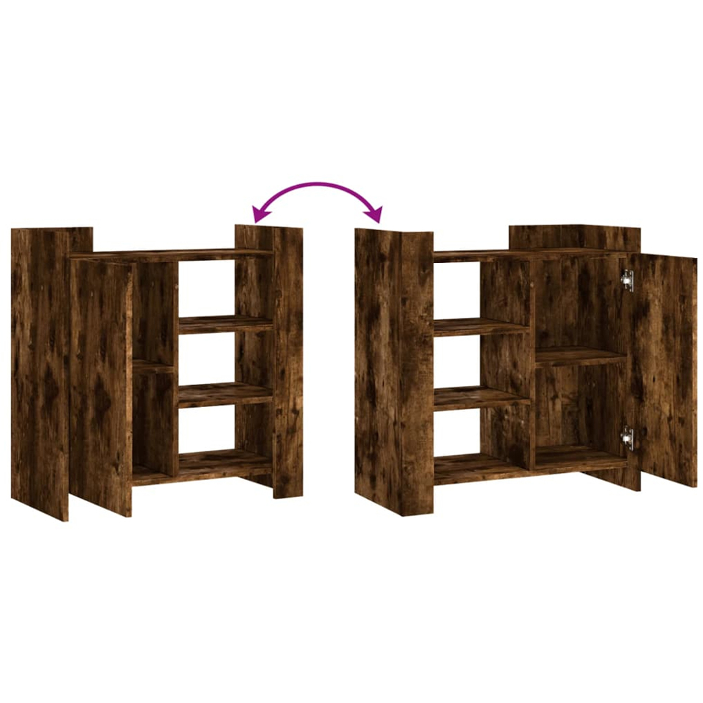 vidaXL Single Door 3 Shelf Smoked Oak Sideboard Image 8