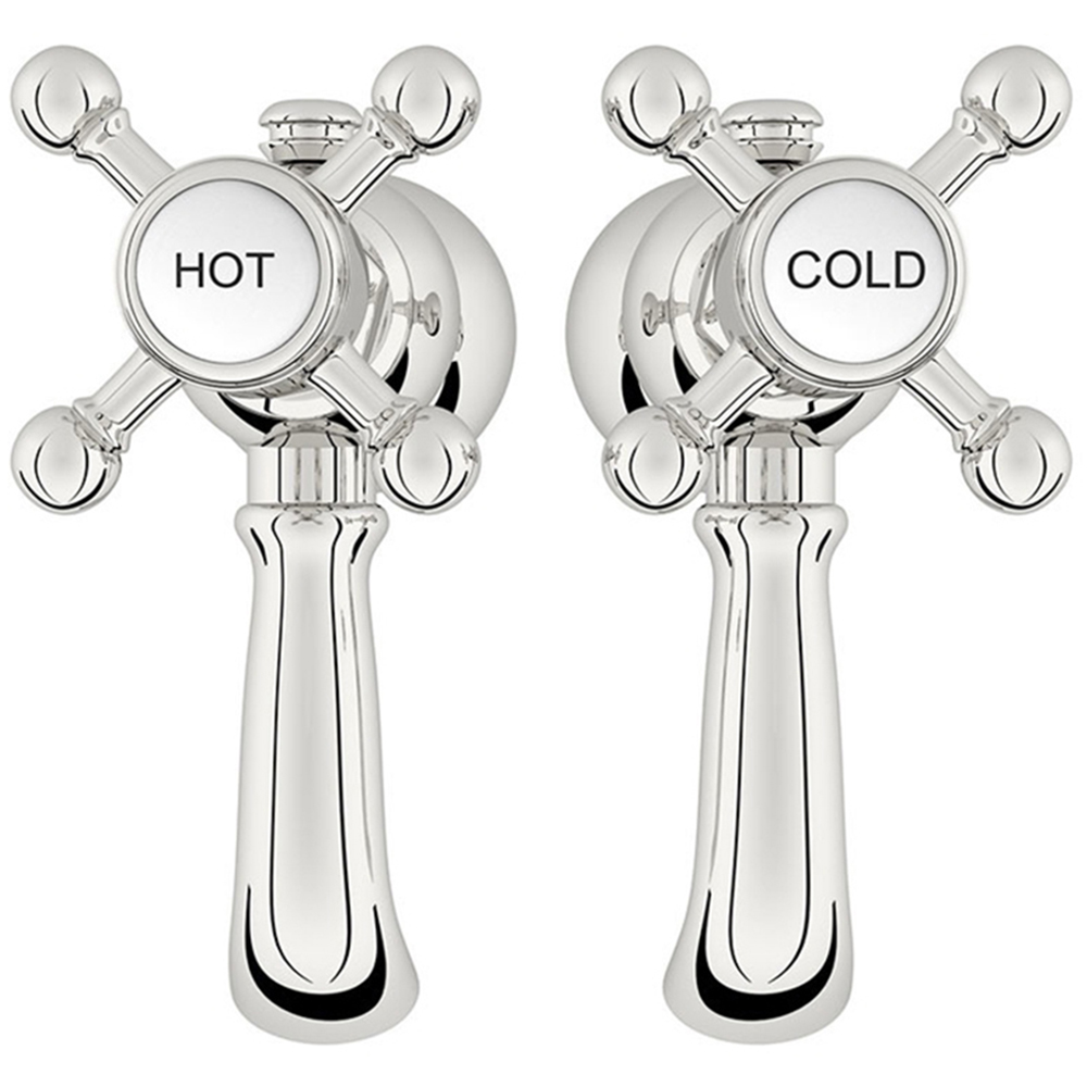 Nes Home Churchill Traditional Chrome Cross Head Hot and Cold Twin Basin Taps Image 3