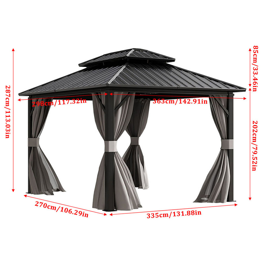 Living and Home Hardtop Patio Gazebo 11 x 9ft Image 9