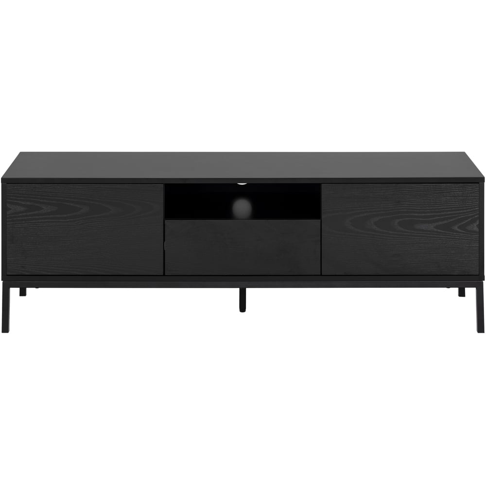 Florence Seaford Single Drawer 2 Ash Black Door TV Unit Image 3