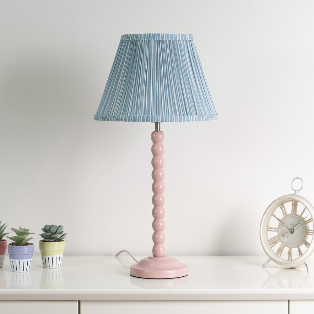 ValueLights Laurenne Blue Pinstripe Pleated Lamp Shade Small Image 4