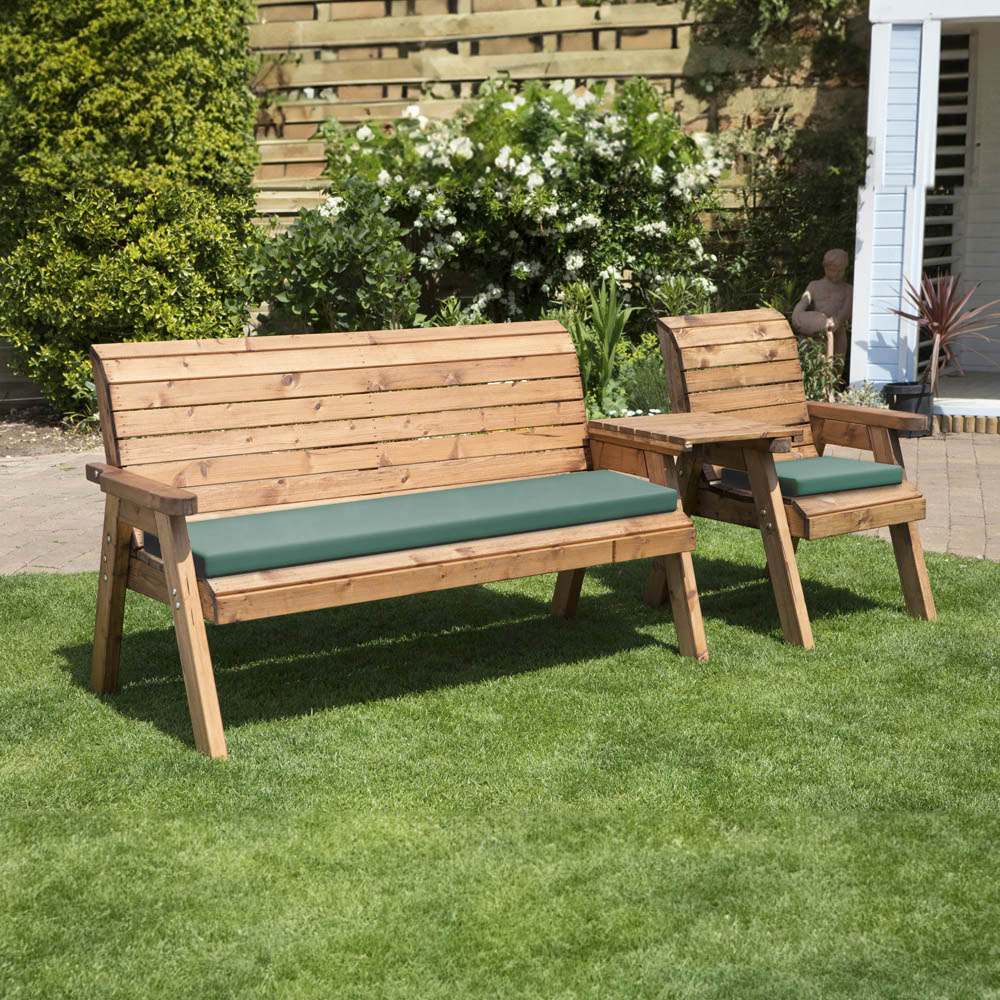 Charles Taylor 4 Seater Straight Companion Seat with Green Cushions Image 2