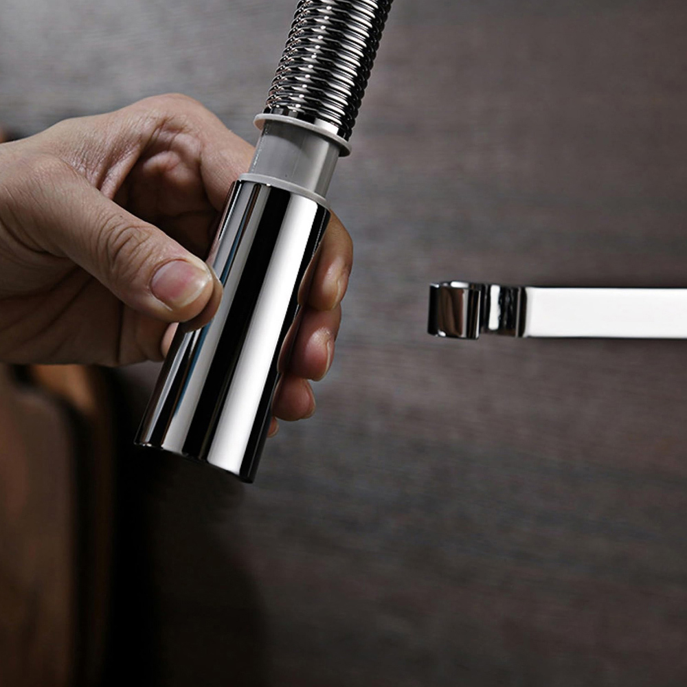 Nes Home Corry Chrome Modern Pull Down Spray Spring Spout Kitchen Mixer Tap Image 3