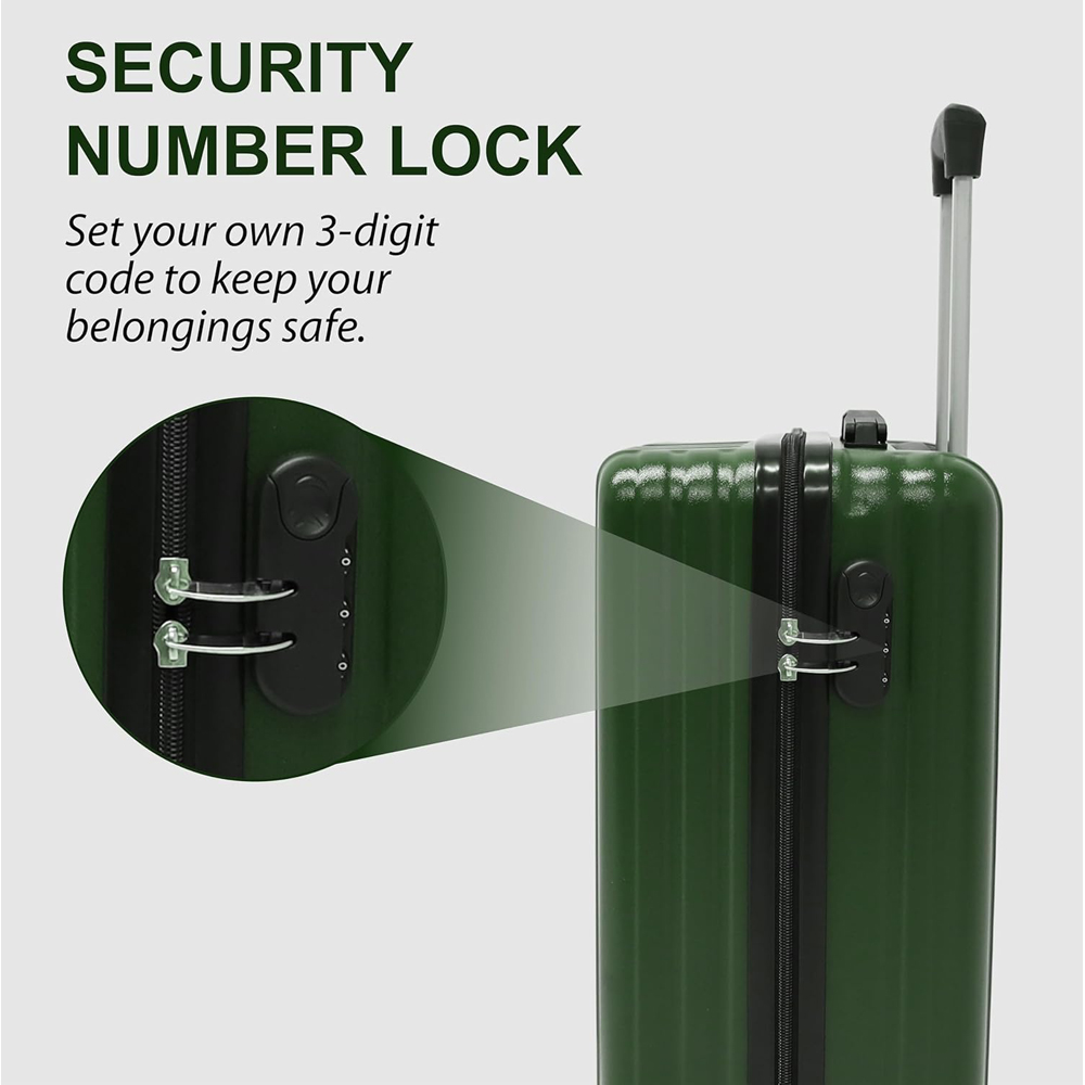 Alivio Set of 3 Green Hard Shell Luggage Suitcase Image 3