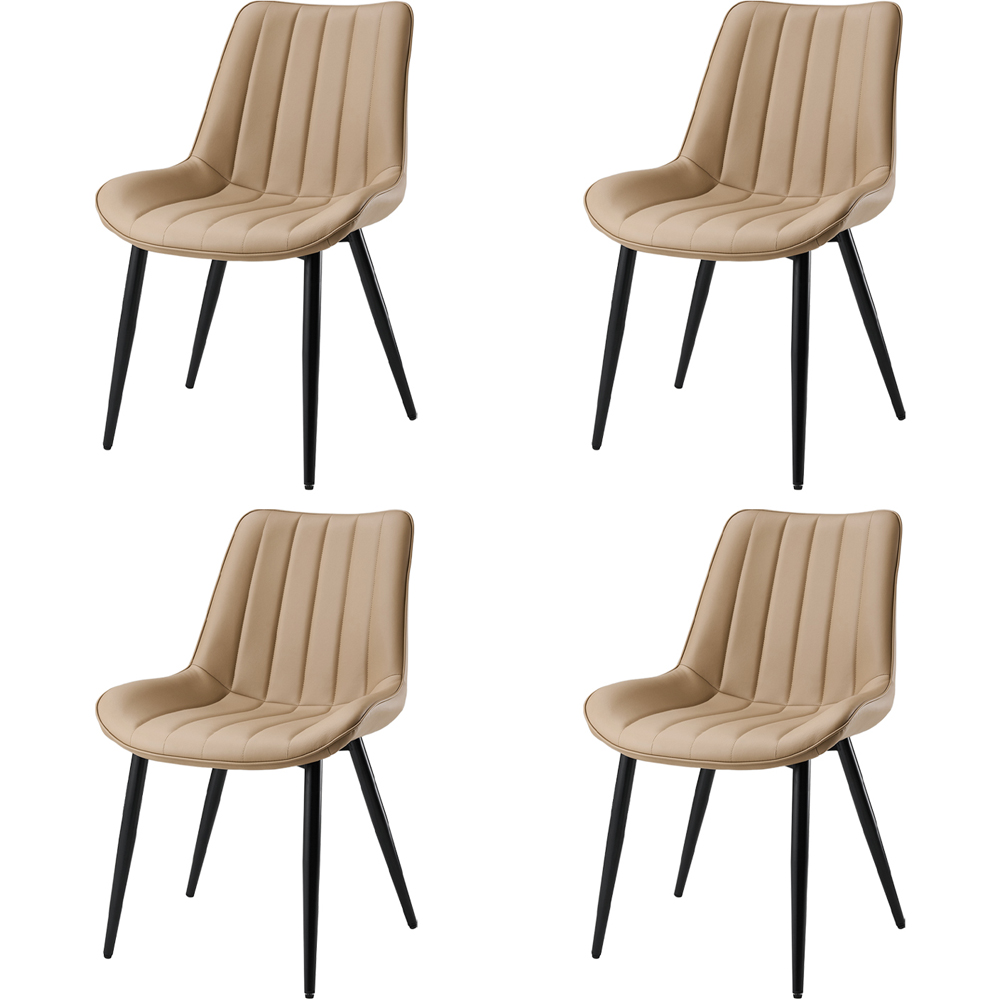 Living and Home Set of 4 Taupe Brown PU Leather Dining Chair Image 2