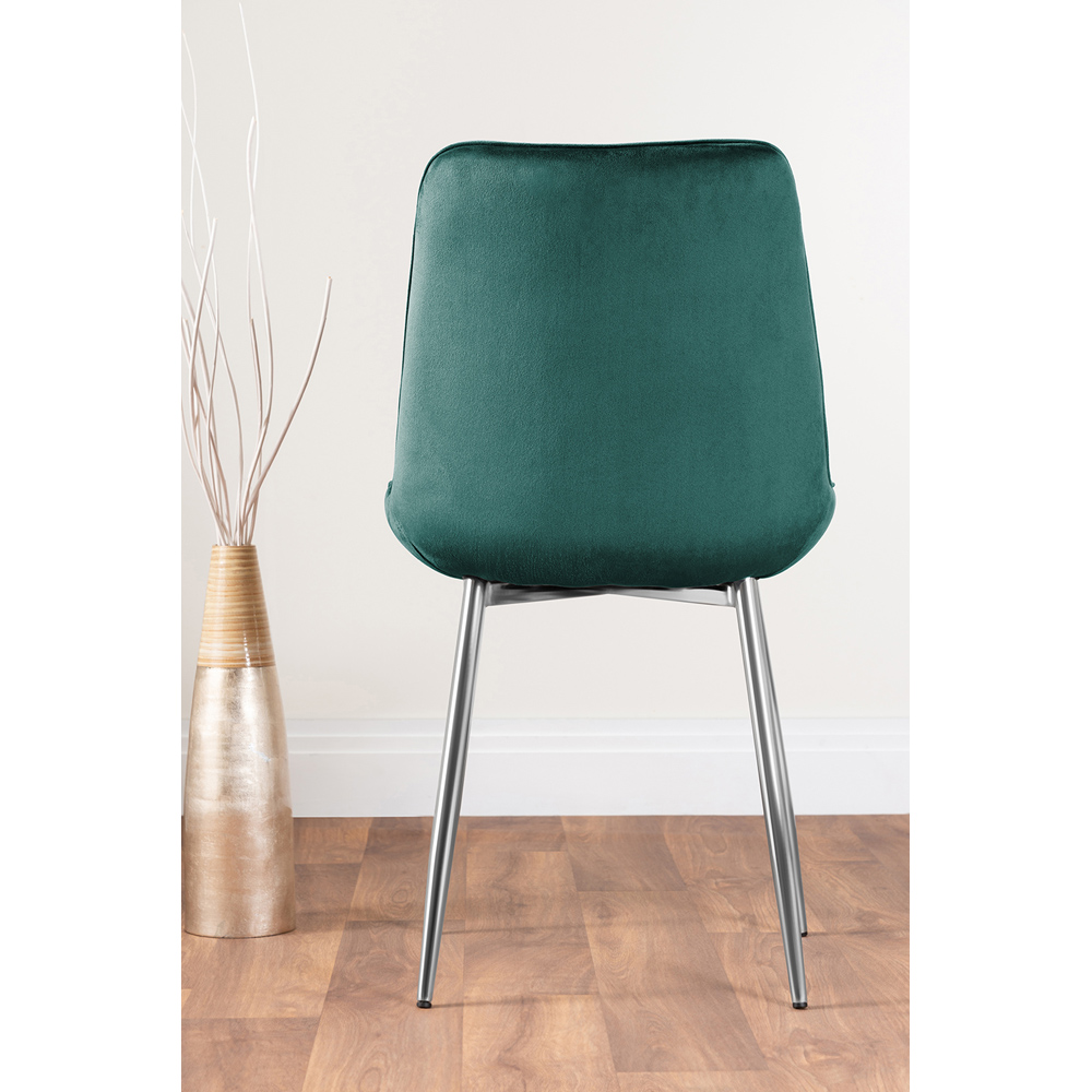 Furniturebox Cesano Set of 2 Green and Chrome Velvet Dining Chair Image 9
