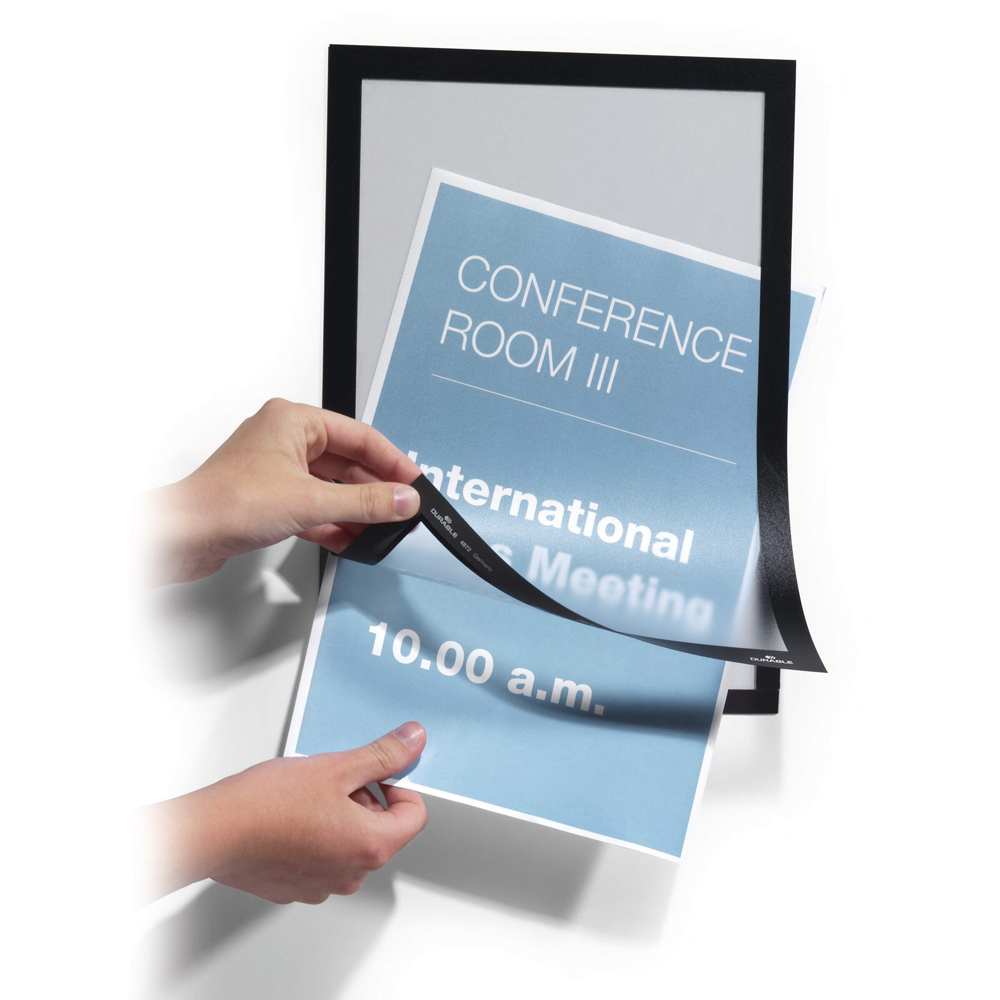 Durable Duraframe A4 Black Self Adhesive Magnetic Signage Frame 10 Pack Image 3