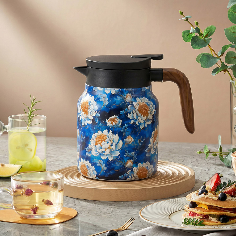 Living and Home Vintage Floral Thermal Carafe with Built-In Infuser 1L Image 2