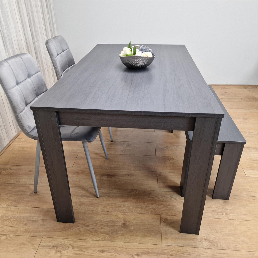 Kosy Koala 4 Seater Velvet Arrow Design Dining Bench Set Grey Image 5
