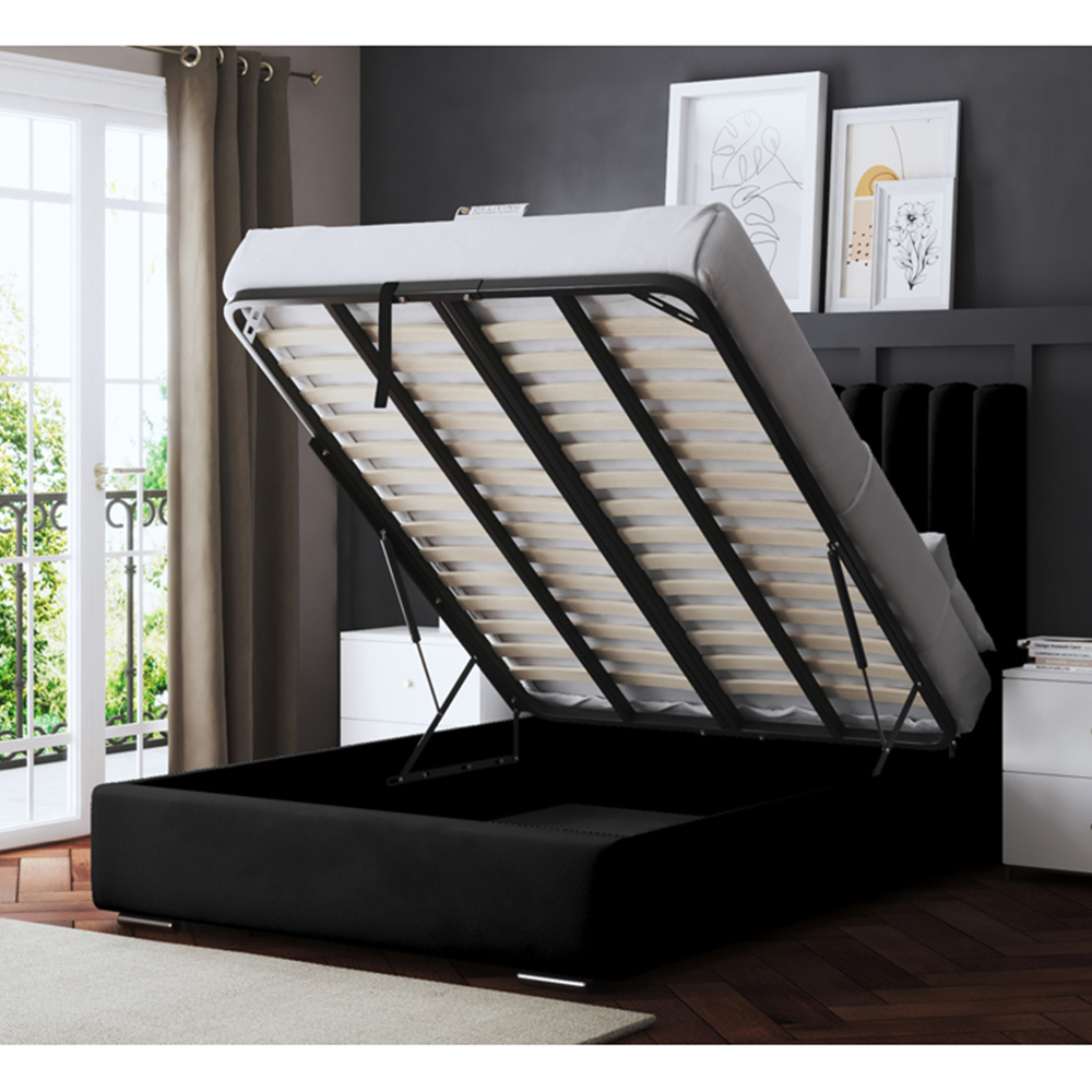 DS Living Evangeline Single Black Upholstered Ottoman Bed with Headboard Image 4