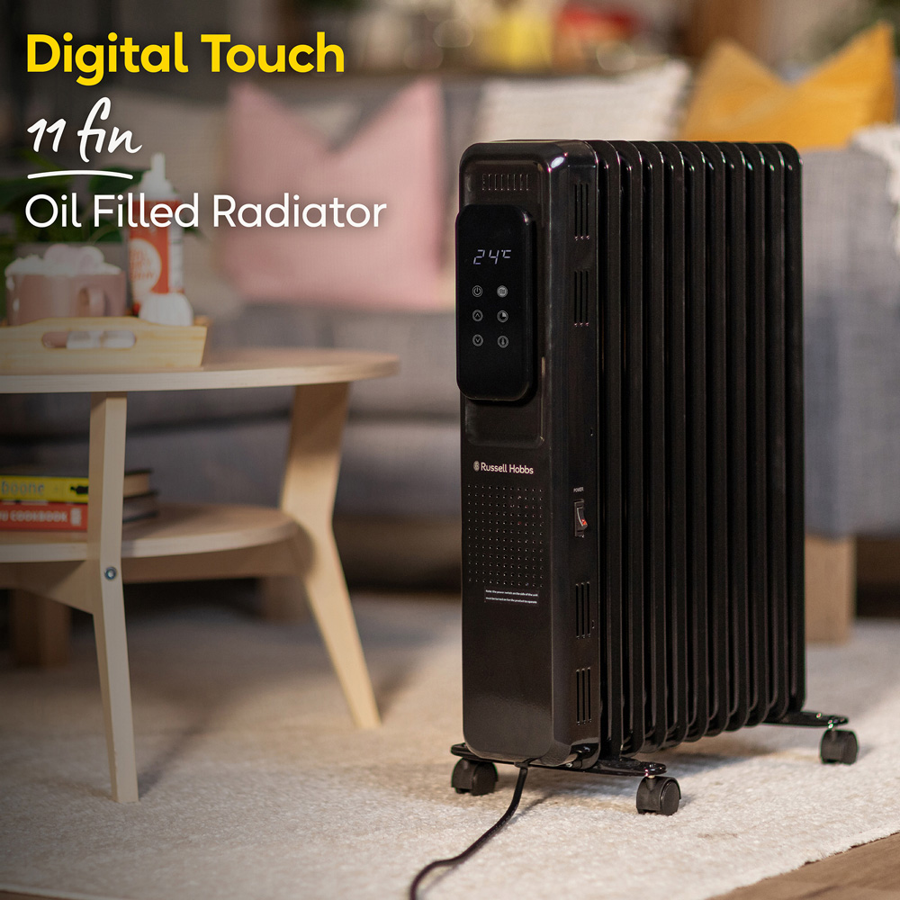 Russell Hobbs Black 11-Fin Digital Touch Control Oil Filled Radiator 2500W Image 3