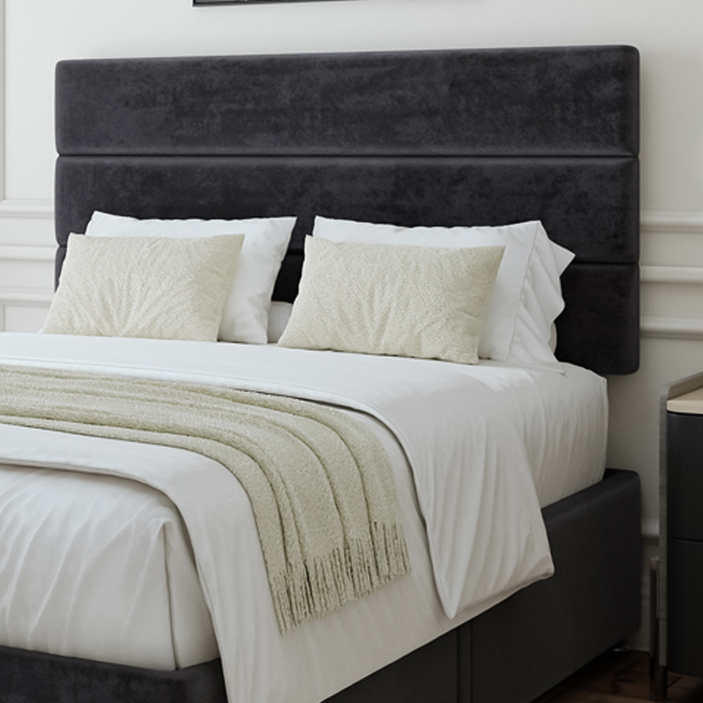 Bedmaster Super King Size Black Naples Velvet 2 Drawer Divan Base with Milan Headboard Image 2