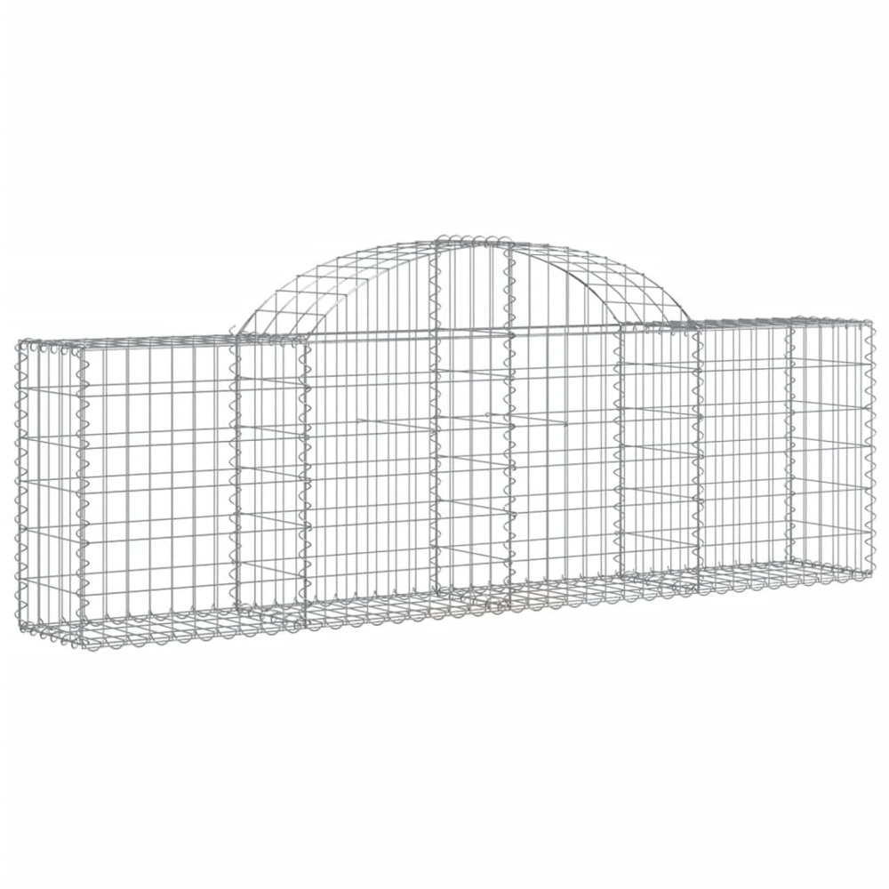 vidaXL Silver Galvanised Iron Arched Gabion Basket 200 x 30 x 60/80cm 11 Pack Image 1