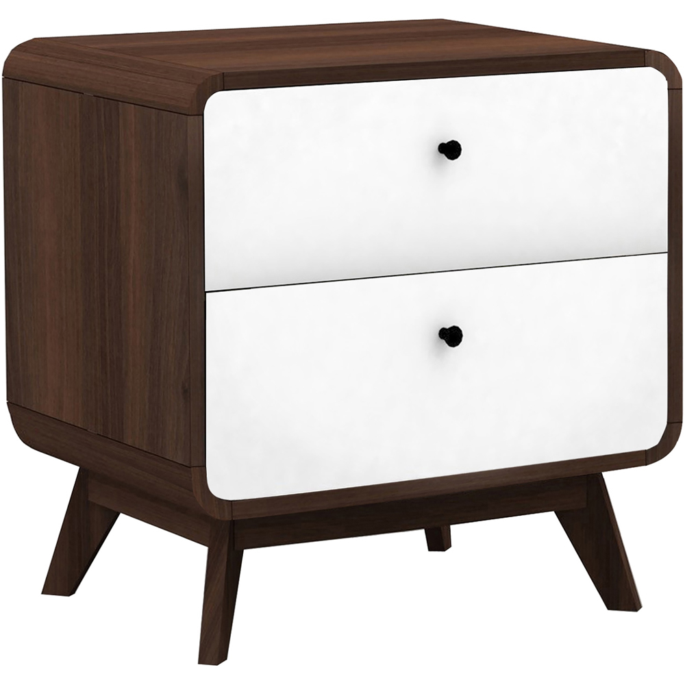 Loft24 Cassie 2 Drawer Walnut and White Nightstand Image 2
