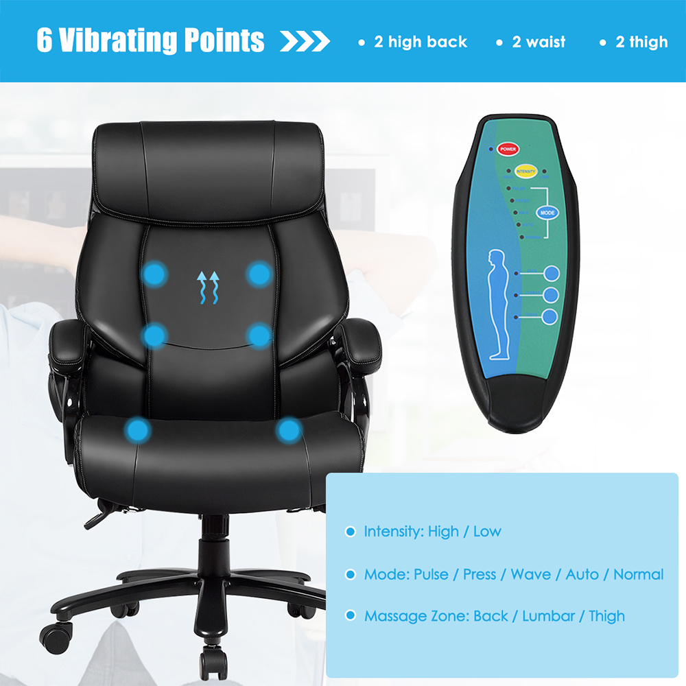Costway Black PU Leather Massage Chair with Cushion Image 6