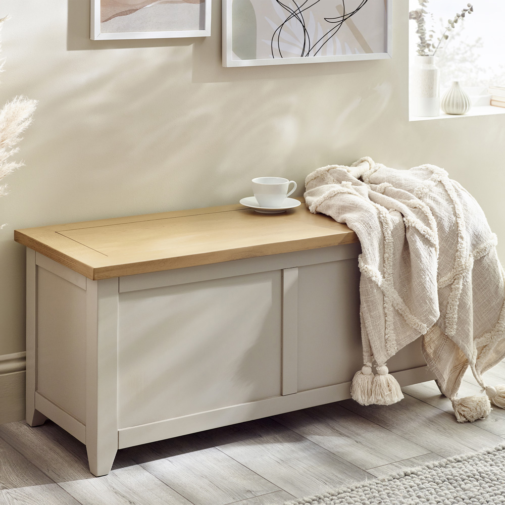 Julian Bowen Richmond Grey and Pale Oak Storage Bench Image 8