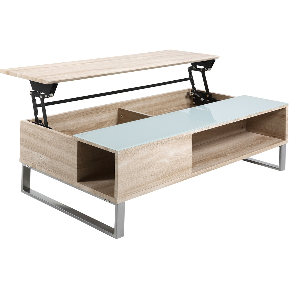 Florence Azalea Single Shelf White and Oak Lift Up Coffee Table Image 4