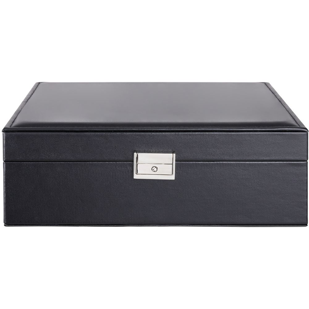 H&O Direct 2 Tier Black Travel Jewellery Box Image 1