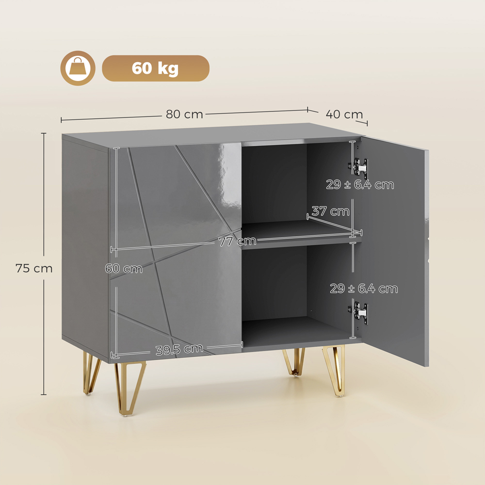 HOMCOM 2 Door Grey Sideboard Image 9