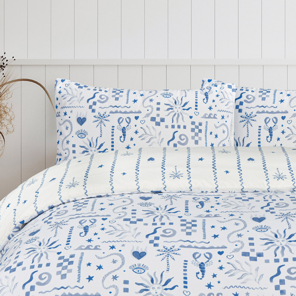 Smart Living Double Blue Holiday Postcard Duvet Set Image 7