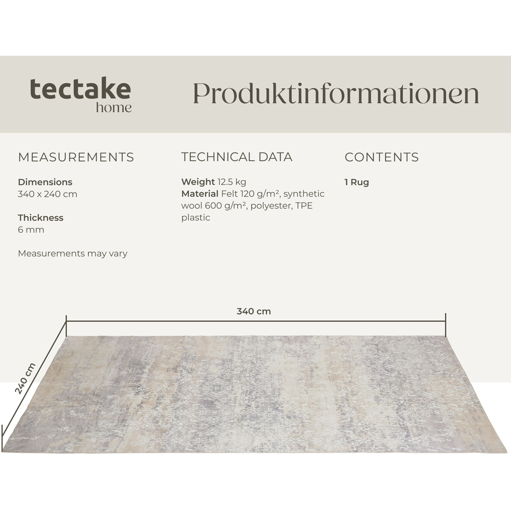 tectake Dalia Non Slip Washable Rug 340 x 240 x 0.6cm Image 8