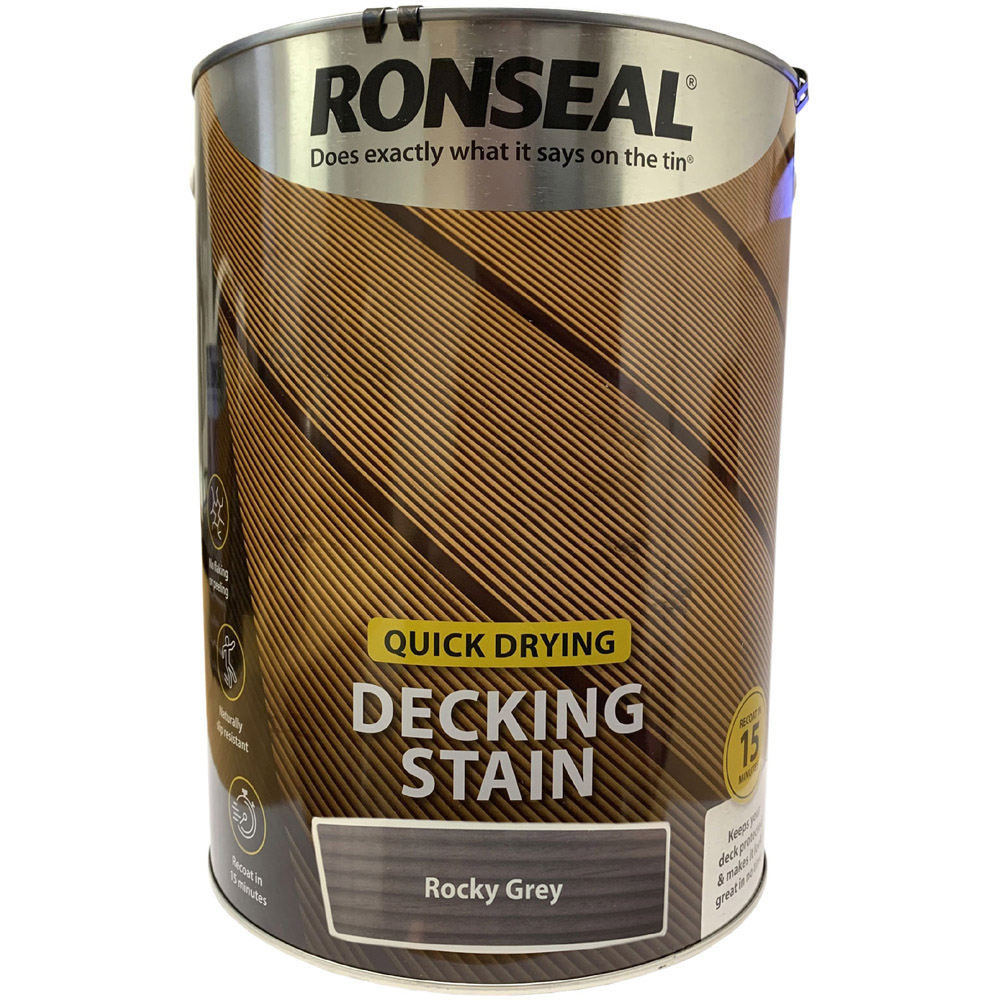 Ronseal Quick Drying Rocky Grey Decking Stain 5L Image 2