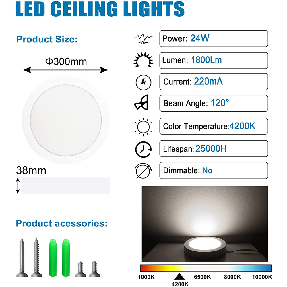 ExtraStar Neutral White Flush Mount LED Ceiling Light Image 2