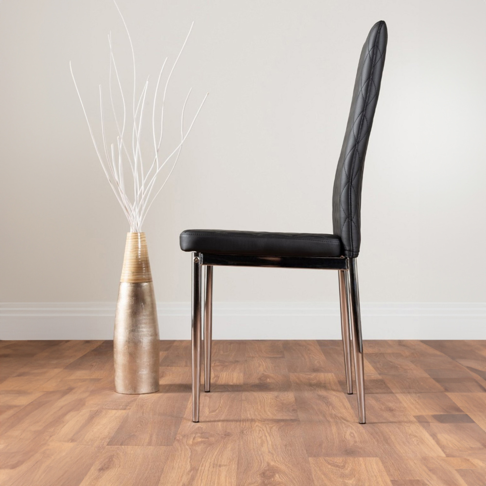 Furniturebox Arona Valera Marble Effect 6 Seater Round Dining Set White Black and Chrome Image 4