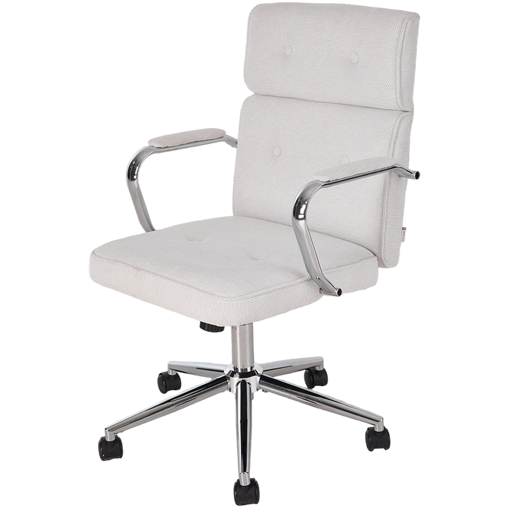 Living and Home White Chenille Swivel and Adjustable Retro Office Chair Image 2