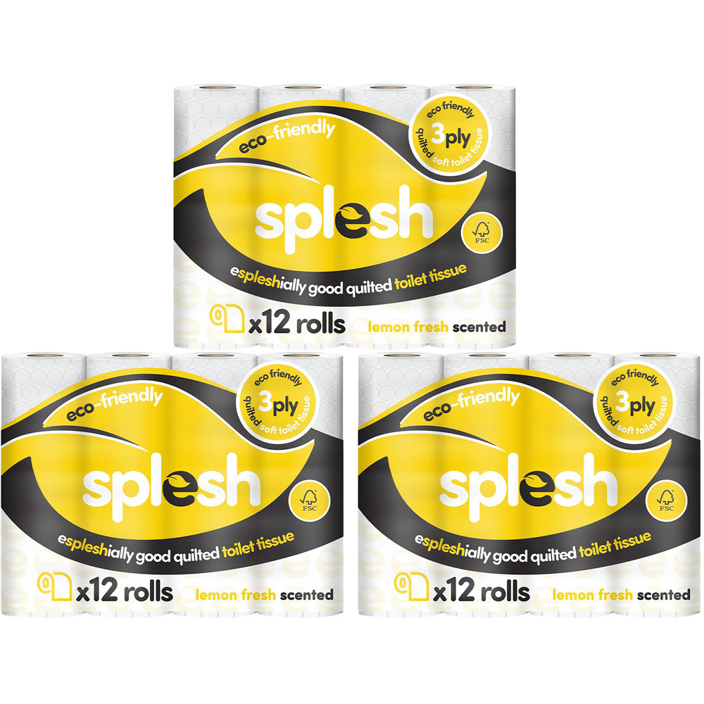 Splesh Quilted Fresh Lemon Fragrance Toilet Tissue 36 Rolls 3 Ply Image 1