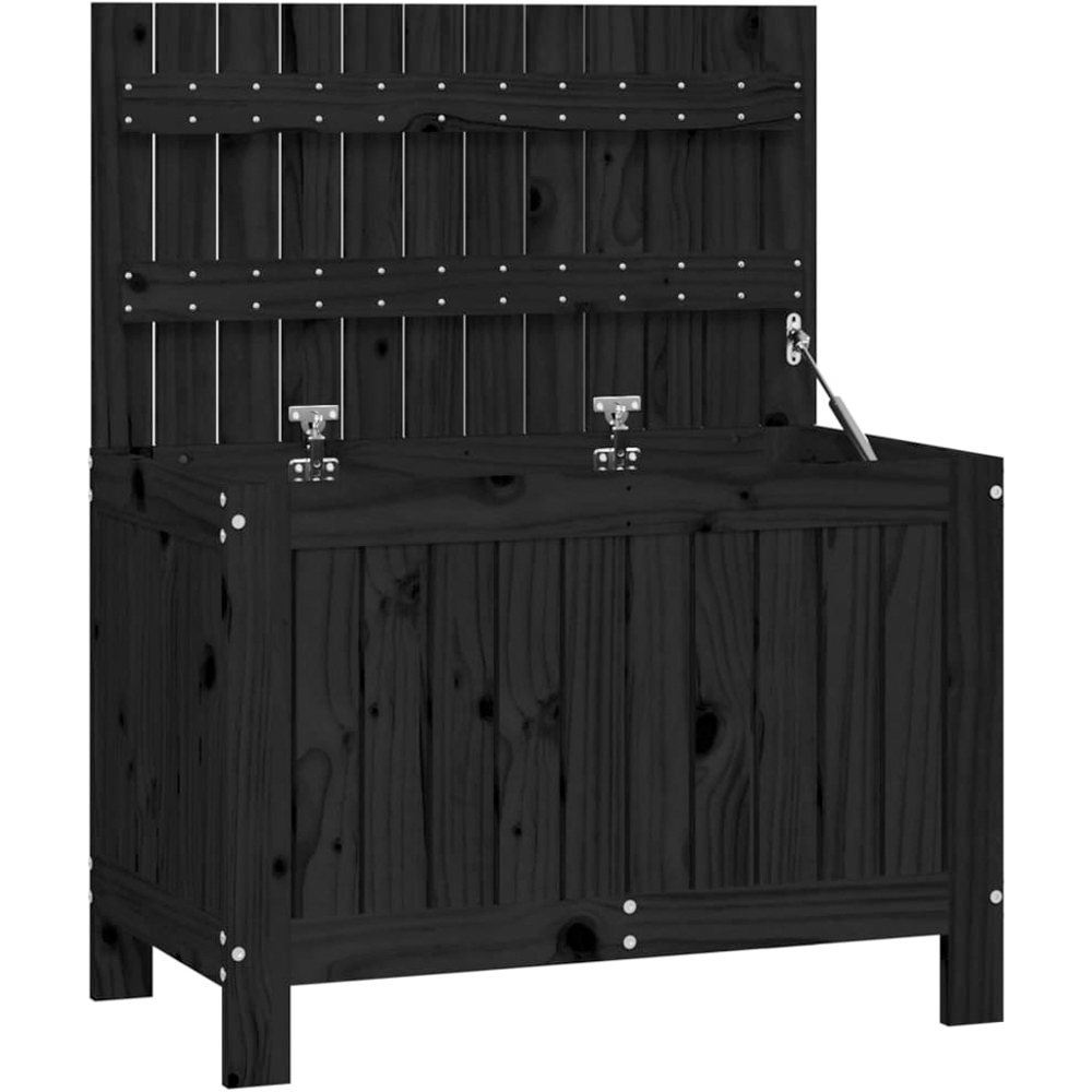 vidaXL 54 x 76 x 42.5cm Black Pine Wood Garden Storage Box Image 3