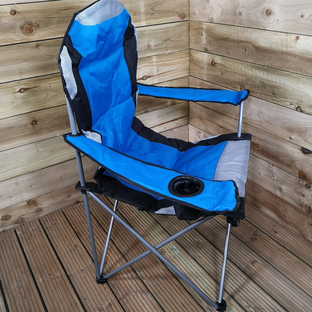 Samuel Alexander Blue Luxury Padded Folding Camping Chair Image 5
