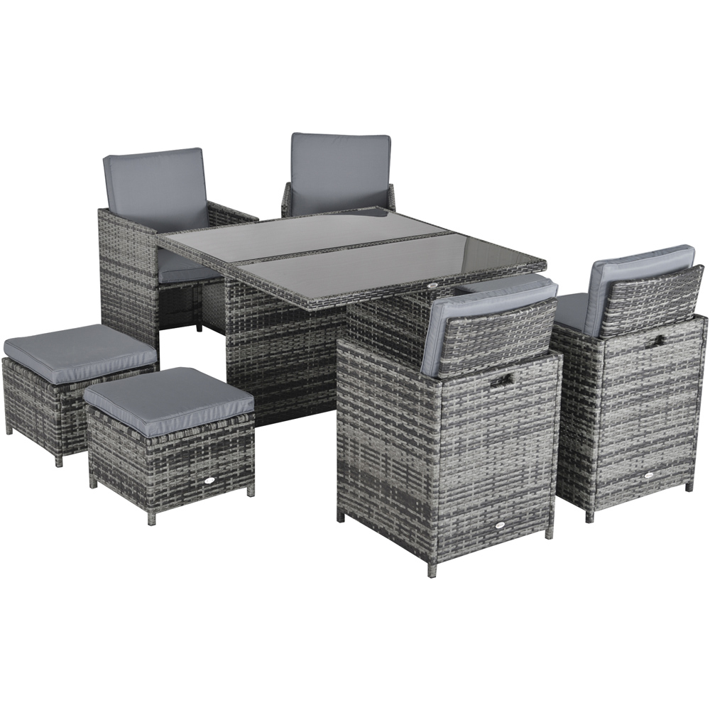 Outsunny Rattan 8 Seater Garden Dining Set Grey Image 3