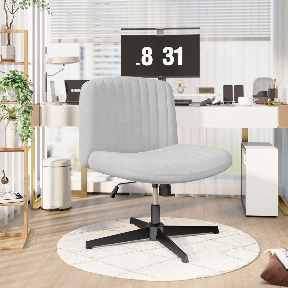 Rattrix Grey Flannel Height Adjustable Ergonomic Cross Legged Office Chair with Mid Back Support Image 3