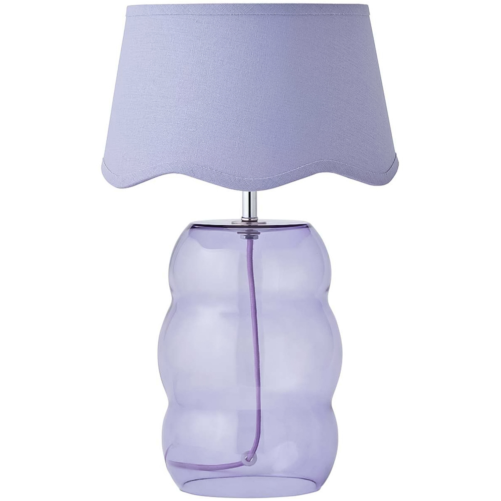 ValueLights Lolly Scallop Shade Lilac Glass Bubble Table Lamp with Bulb Image 1