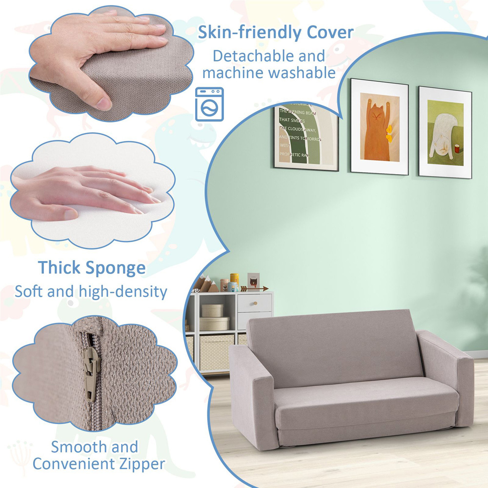 Costway Toddler Grey Sofa Bed Image 6