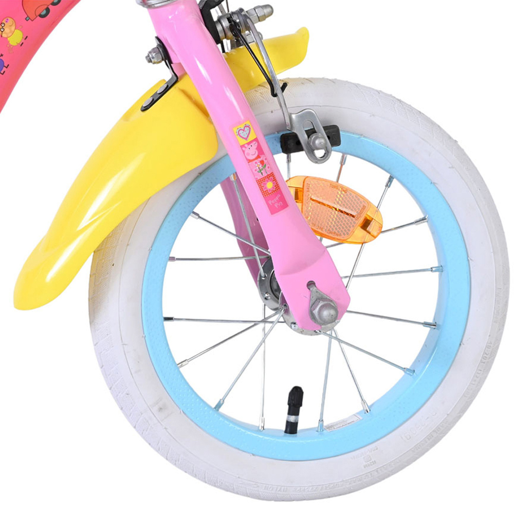 Volare Peppa Pig Kids 12 inch Multicolour Bike with Stabilisers and Basket Image 7