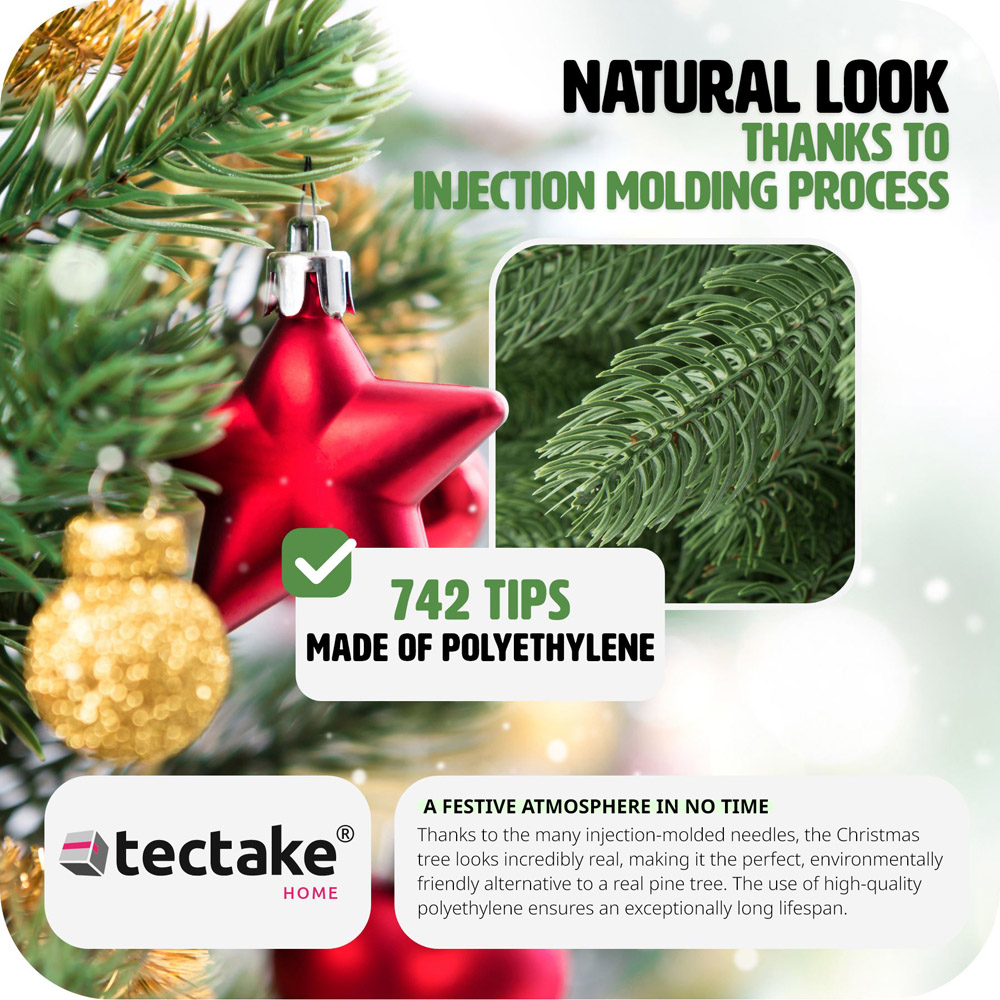 tectake Injection Moulding Lifelike Artificial Christmas Tree 6ft Image 5
