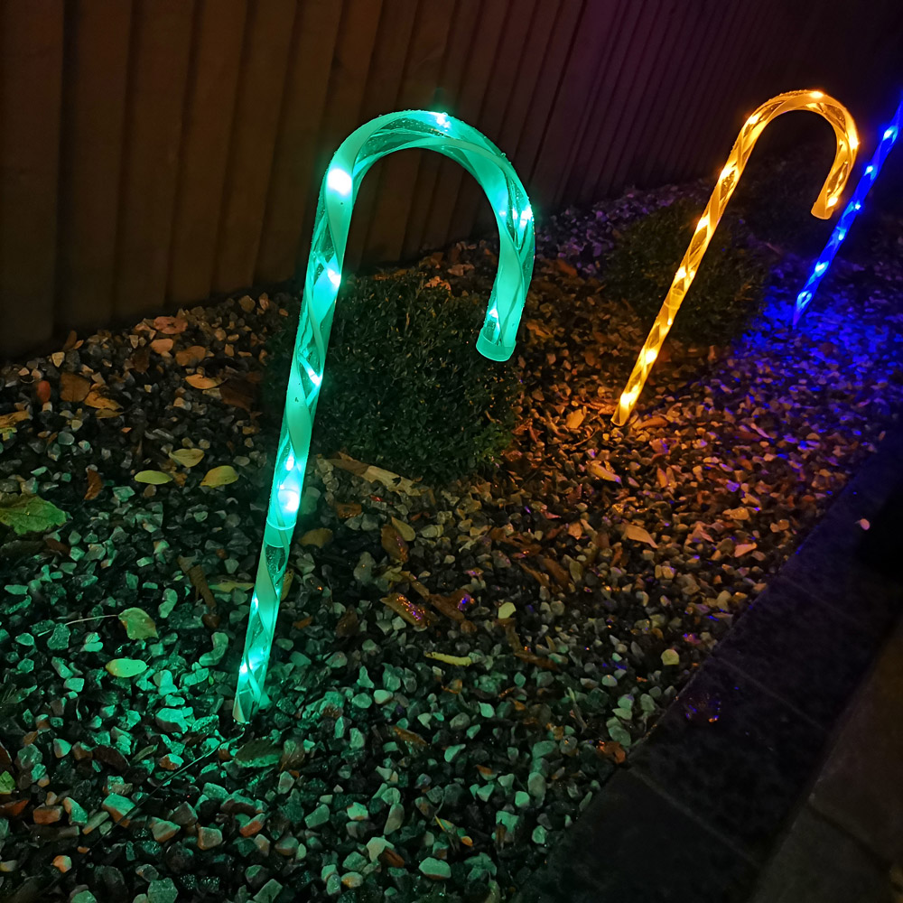 Samuel Alexander 4 Piece Multicolour LED Christmas Candy Cane Path Lights Set Image 5