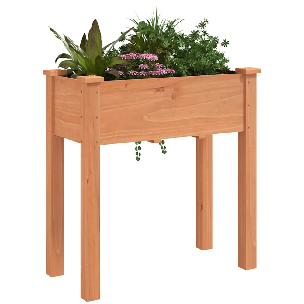 vidaXL Brown Fir Wood Raised Garden Bed with Liner 76 x 71 x 37cm Image 2