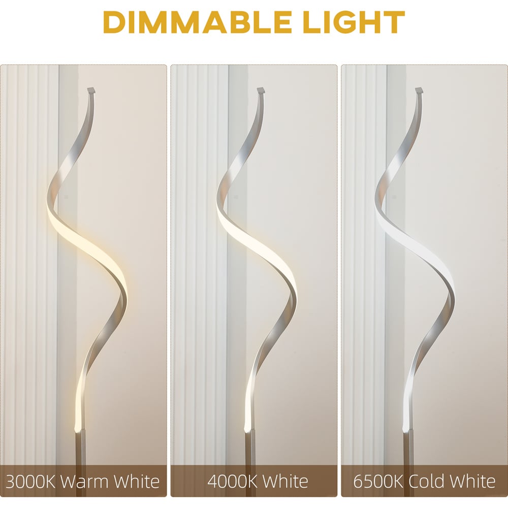 HOMCOM Silver Modern Spiral Floor Lamp Image 5