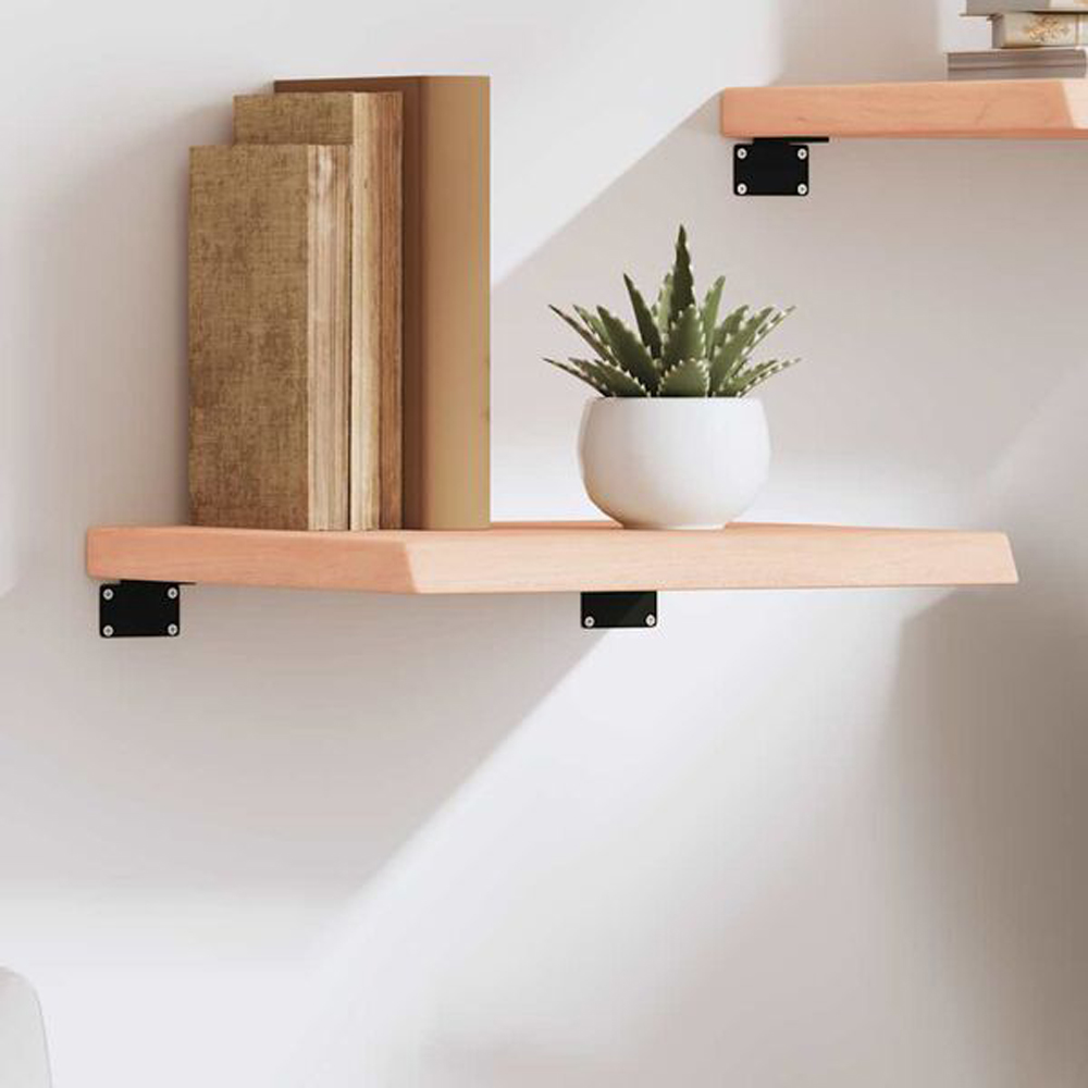 vidaXL 40cm Natural Untreated Solid Oak Wood Floating Wall Shelf Image 2